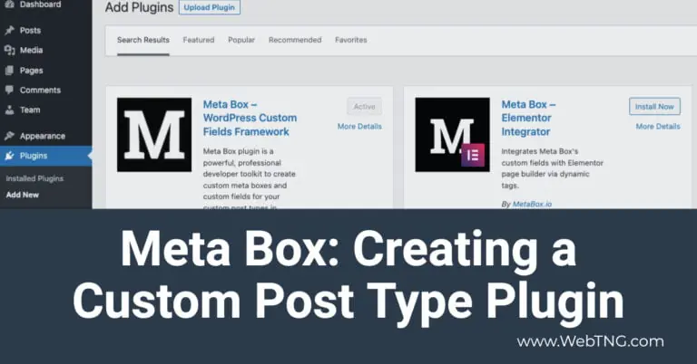 meta box creating a custom post type plugin