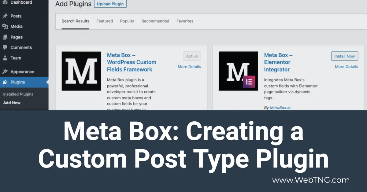 Meta Box: Creating a Custom Post Type Plugin - WebTNG