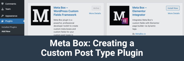 meta box creating a custom post type plugin
