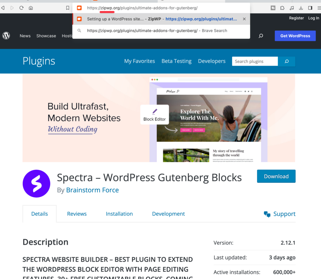 zipwp from wordpress org