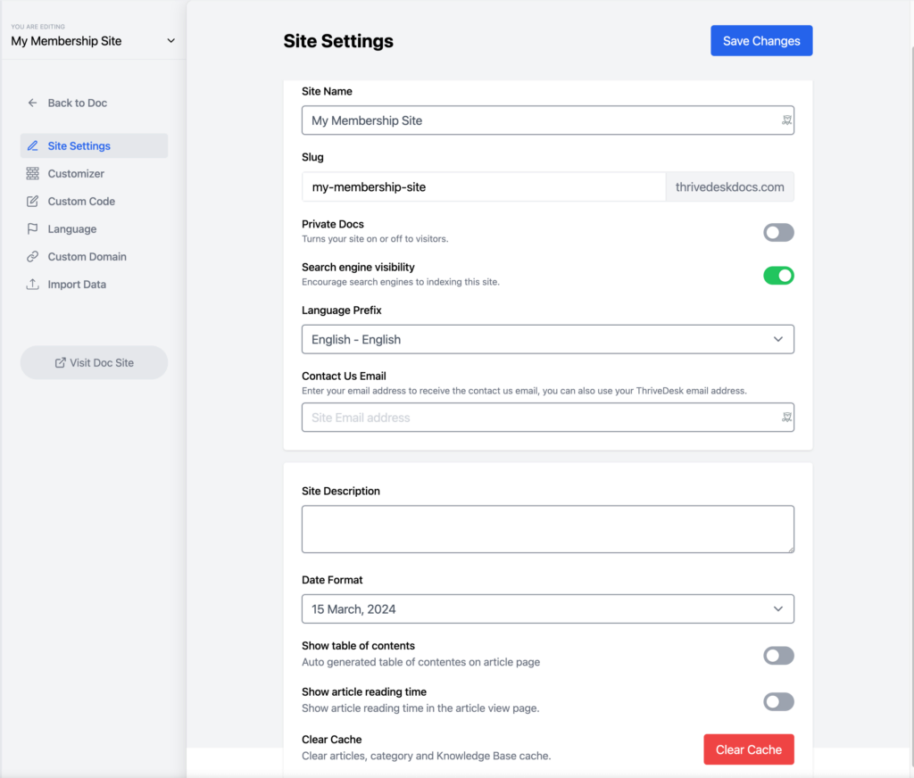 docs library settings