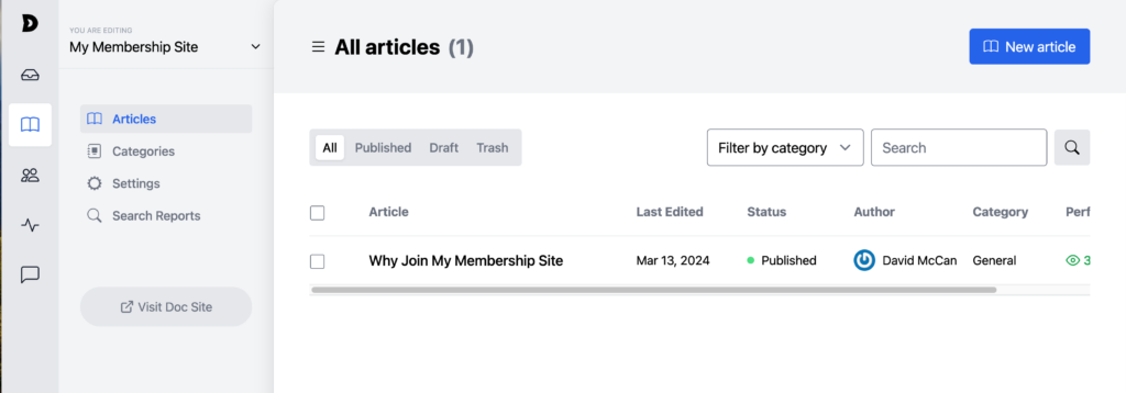 docs start page