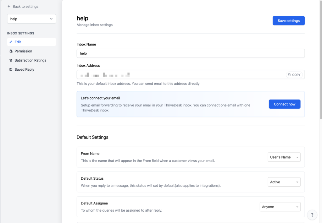 inbox configuration