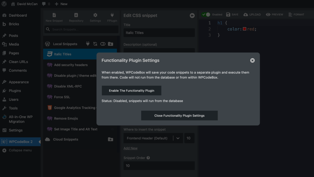 create functionality plugin