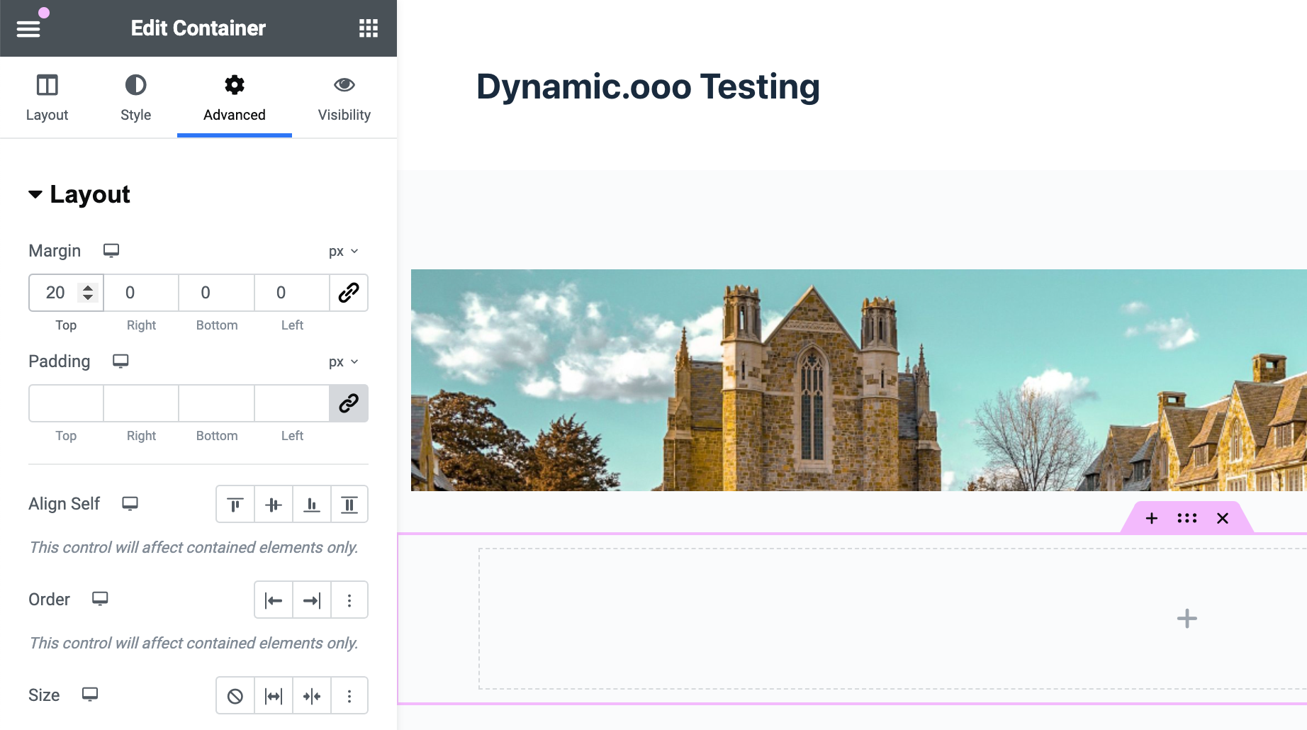 container top margin
