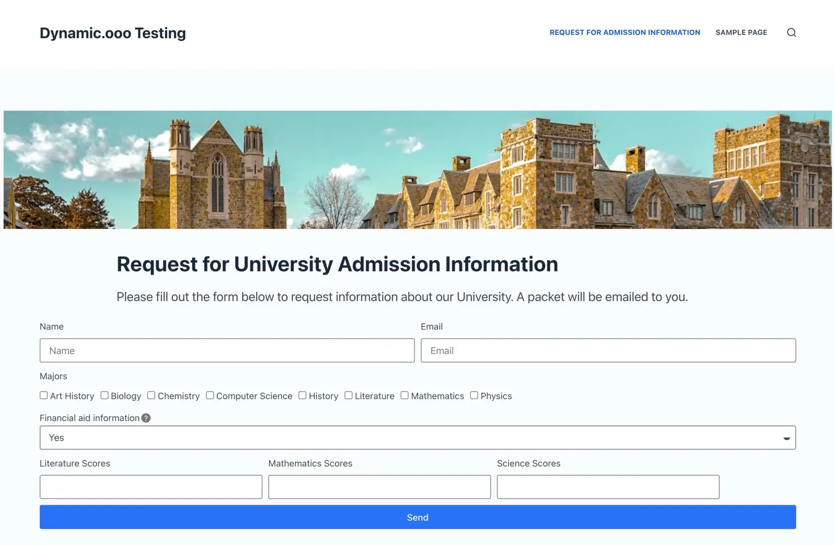 test form on frontend