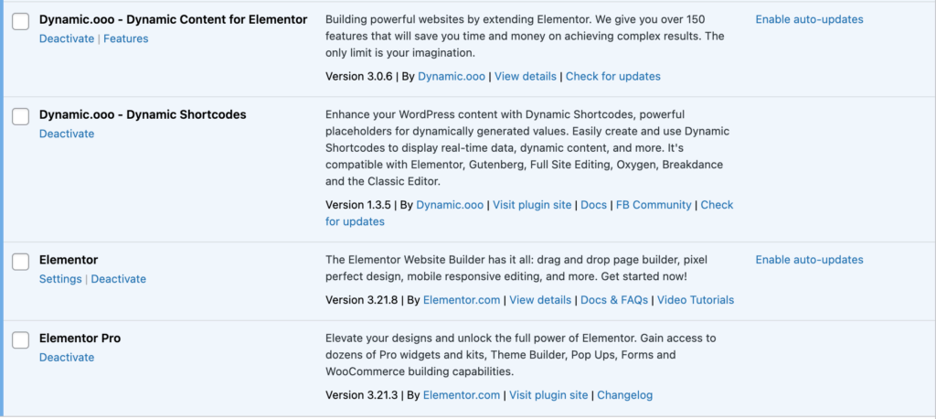 dce required plugins