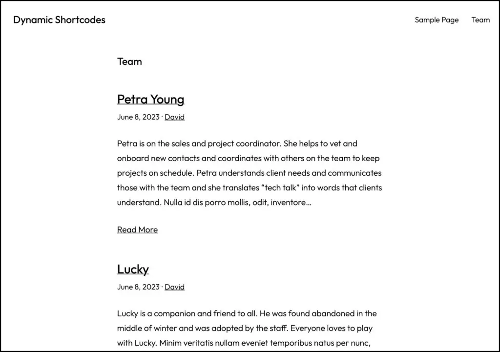 default team archive