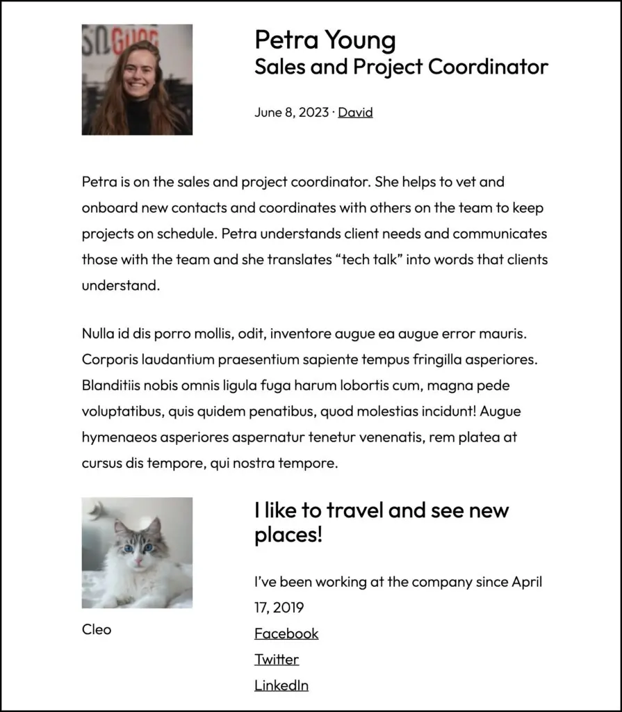 template on the front