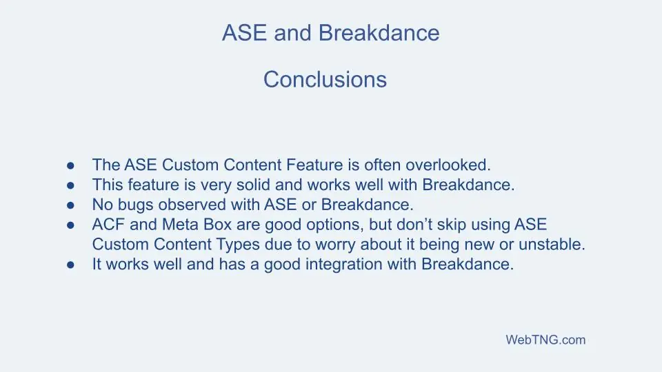 ase bd conclusions