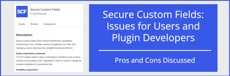 secure custom fields issues for users and plugin developers