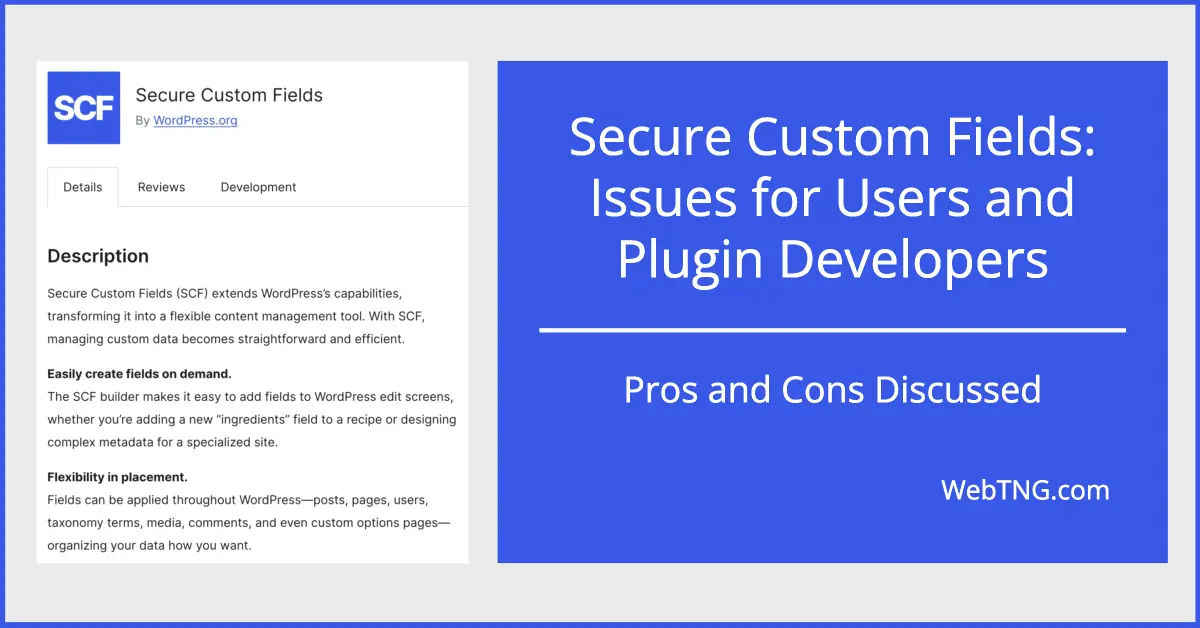 Secure Custom Fields Issues for Users and Plugin Developers - WebTNG