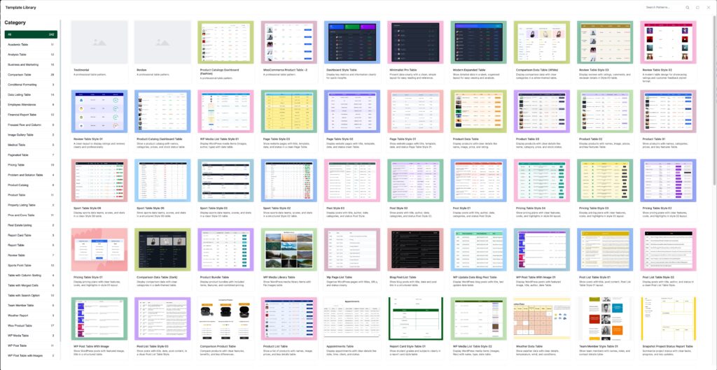 Tablekit template library