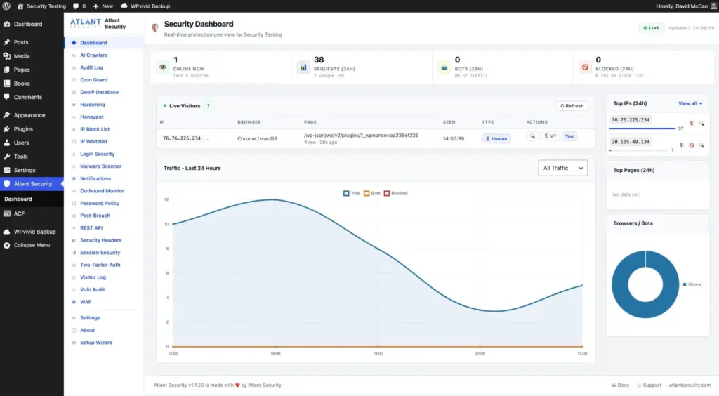 Atlant in the admin dashboard